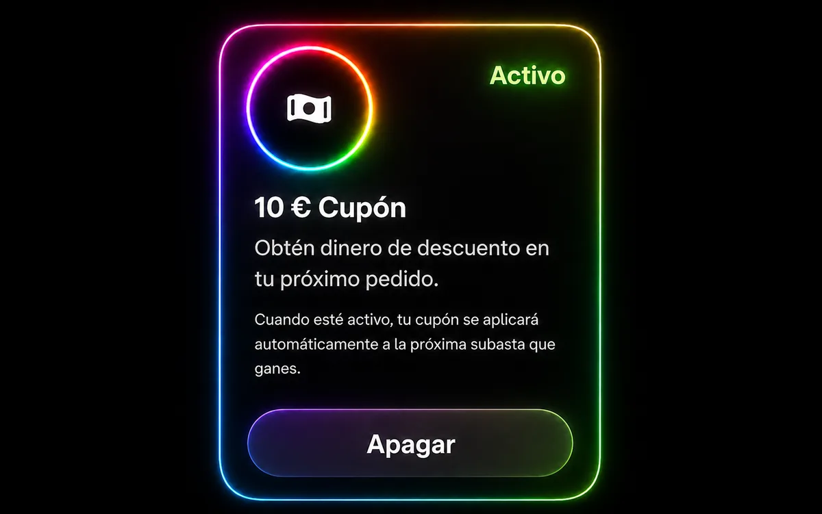 Tarjeta del cupón de 10 € en estado activo dentro de la app de Tilt